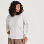Allbirds Damen-Langarm-T-Shirt aus Allgood-Baumwolle DZ826220 Schneesturm
