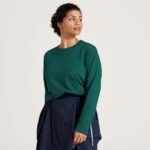 Allbirds Damen-Langarm-T-Shirt aus Allgood-Baumwolle DZ826221 tiefer Smaragd