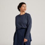 Allbirds Damen-Langarm-T-Shirt aus Allgood-Baumwolle DZ826222 dunstiges Indigo