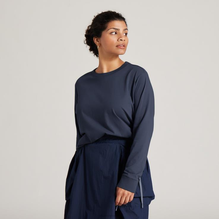 Allbirds Damen-Langarm-T-Shirt aus Allgood-Baumwolle DZ826222 dunstiges Indigo – Bild 1